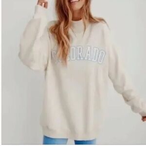 Aerie Colorado Everyday Embroidered Cozy Oversized Mock‎ neck Sweatshirt Small